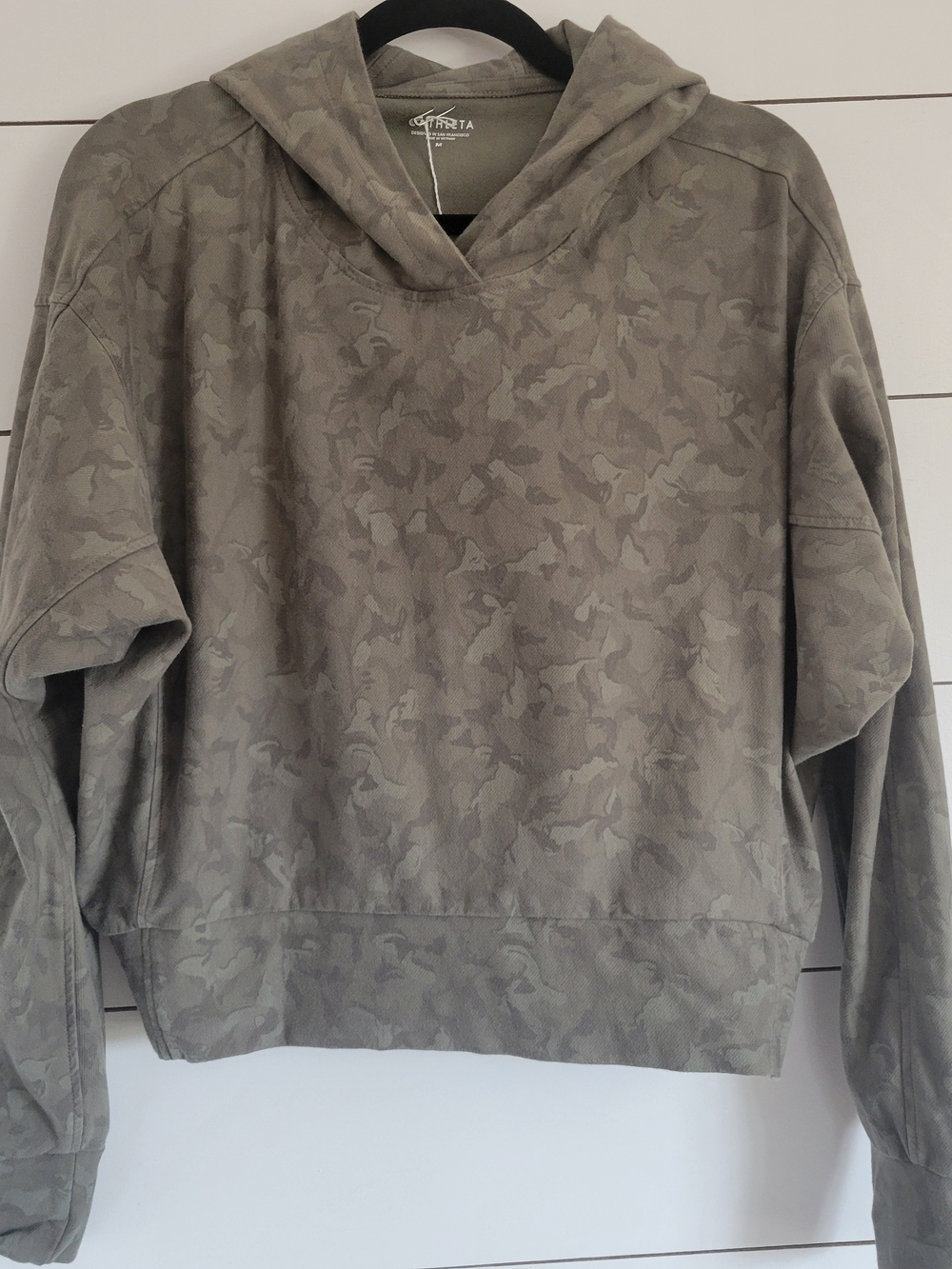 Athleta Olive Camo Hooded Sweatshirt